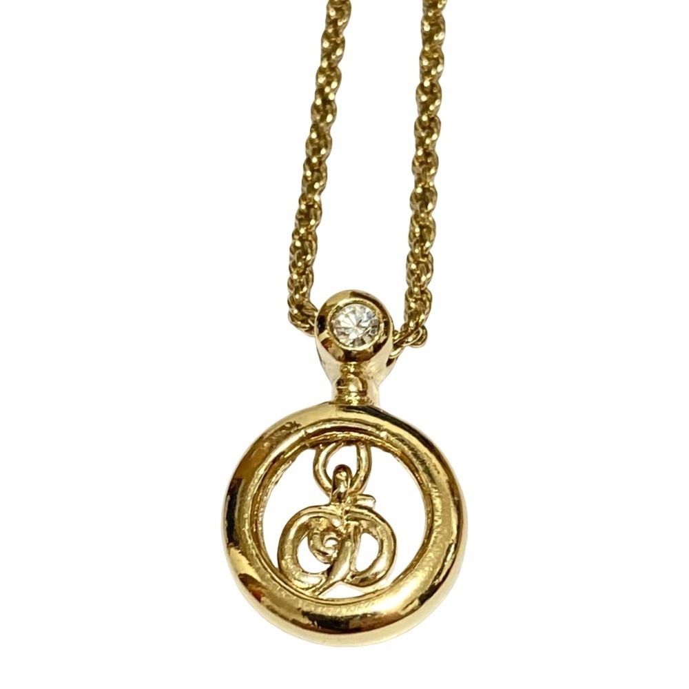 Christian Dior Vintage Rhinestone Logo Circle Gold Color Women's Watch
